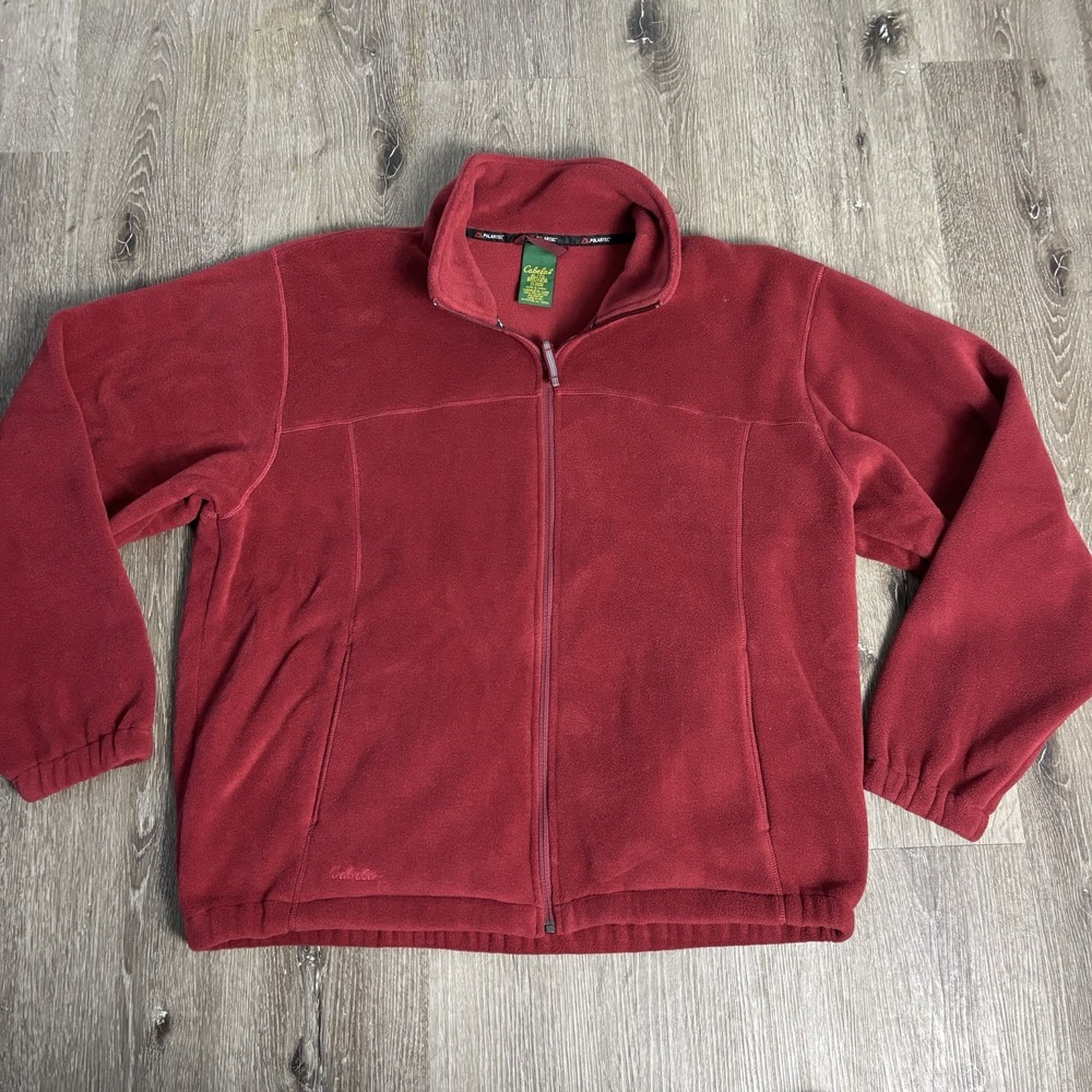 Cabela's Full Zip Plush Fleece Polartec Jacket Rust Orange‎ Men's Sz XL